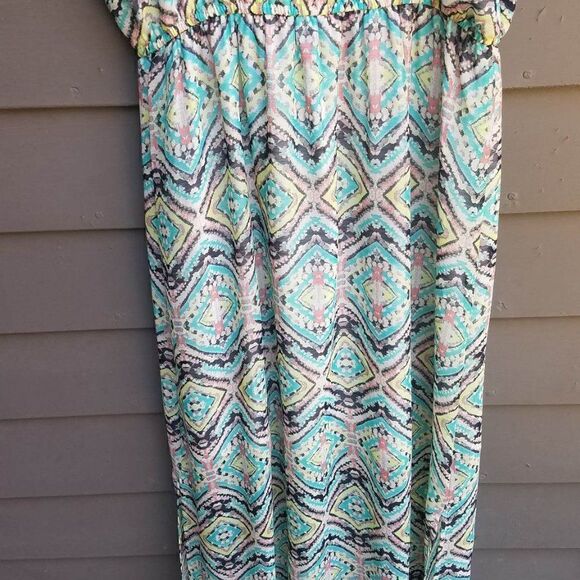 Maurices Blue Print Maxi Dress with Spagetti Straps size Medium - Picture 7 of 8